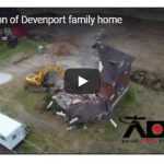 Drone shot by ADP of demolition of Devenport family home in West Bend.